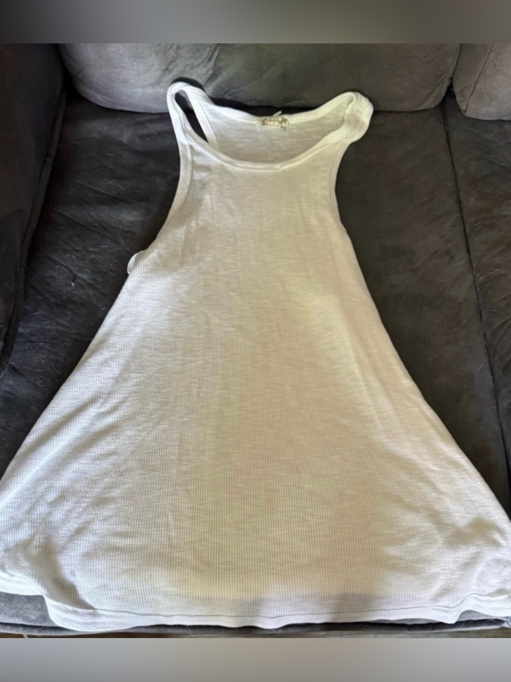Free People Intimately White Ribbed Swing Tank Size Small
